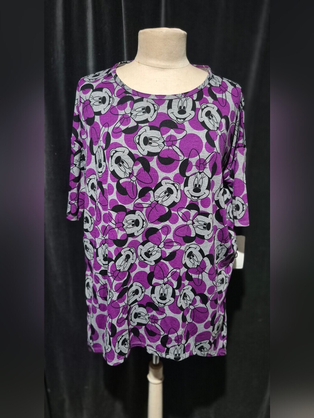 LuLaRoe Purple Minnie Mouse Patterned Women's Top (Box B)